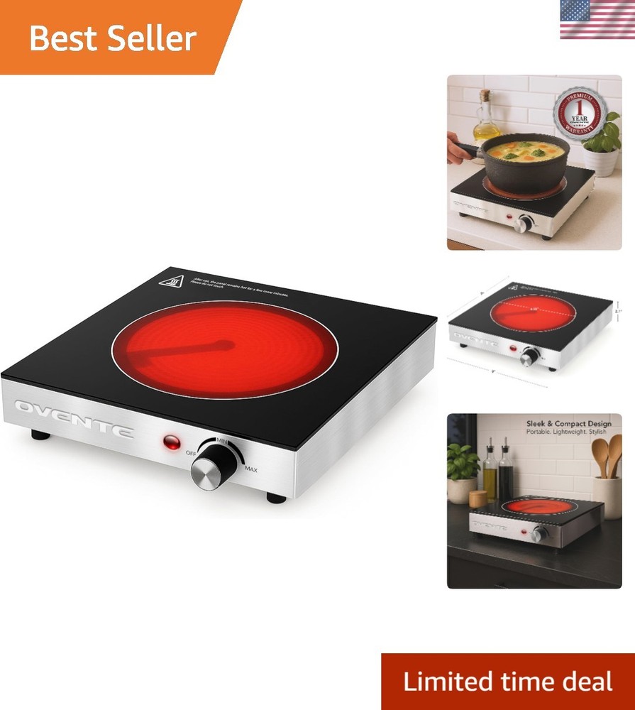 Infrared Ceramic Single Burner, 1200W, Black
