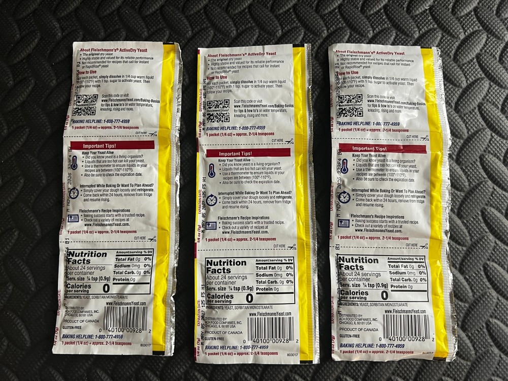 9 Packs Yeast Active Dry 0.75-Ounce Packets