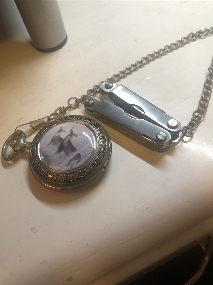 Pocket Watch With Utility Knife Chain
