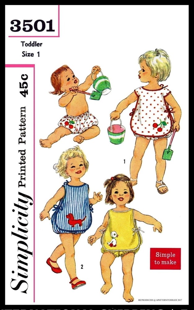Simplicity 3501 PATTERN 2pc Sunsuit Playsuit & Panties GIRLS