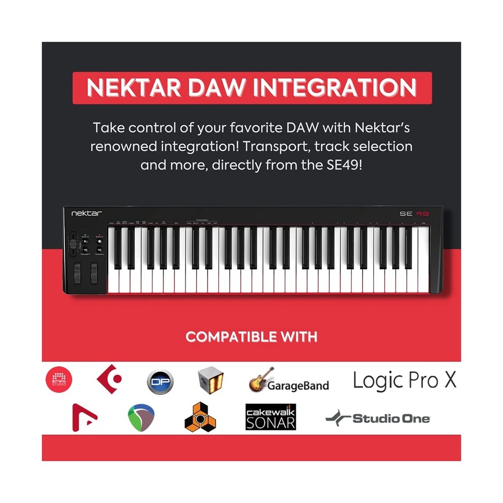 Nektar, 49-Key Midi Controller (SE49),Black white Grey