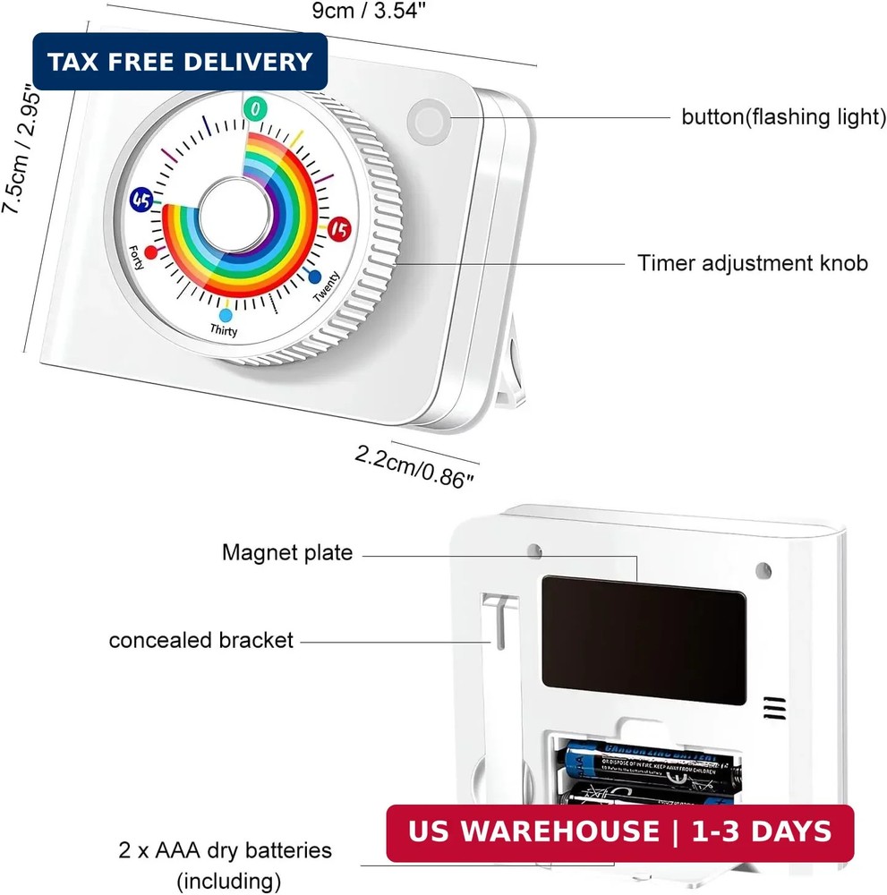 Visual Timer Rainbow 60 Minute Countdown for Kids and Adults, Classroom Producti