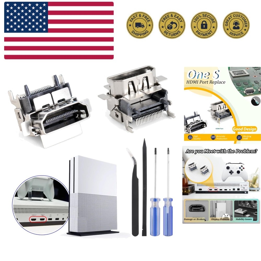 2Pack HDMI Port Replacement for Xbox One S Socket Jack Interface Connector fo...