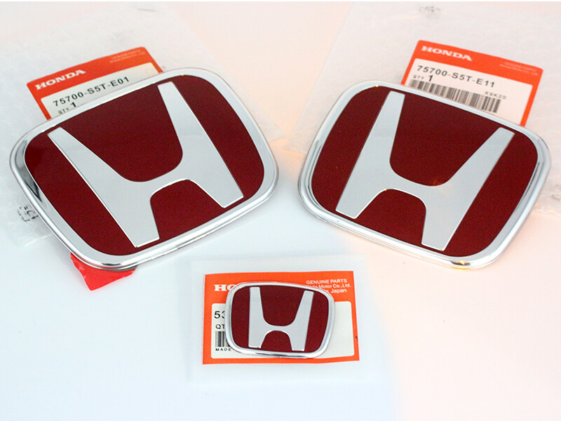 Genuine OEM Gloss Red Logo Emblem Set For Honda Civic 2dr Hatch 2006-2011