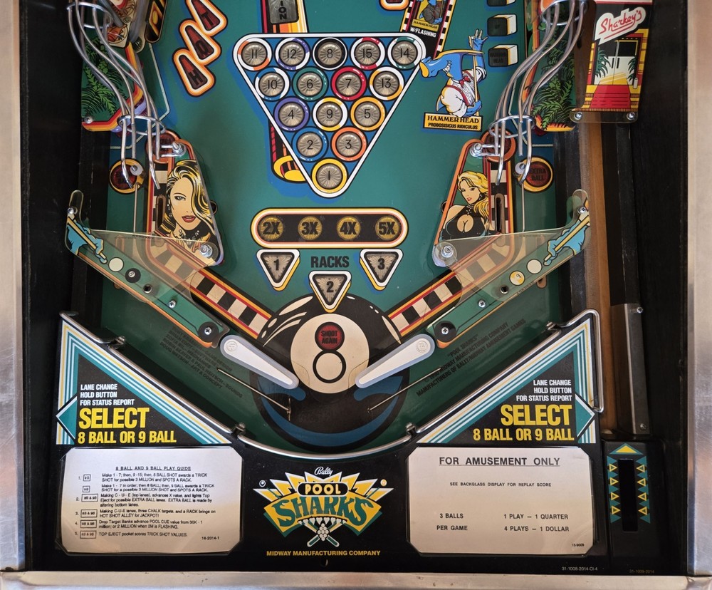 Refurbished Pool Sharks Pinball Machine (Bally) 1990