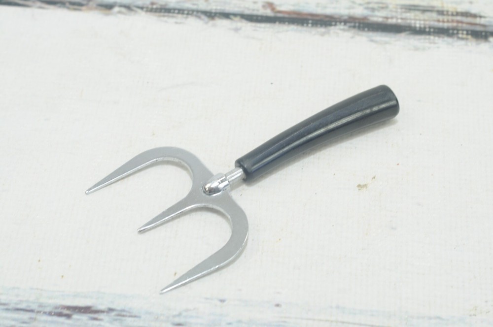 Vintage . Stainless With Black Bakelite Handle Carving Meat Fork Serving Tool