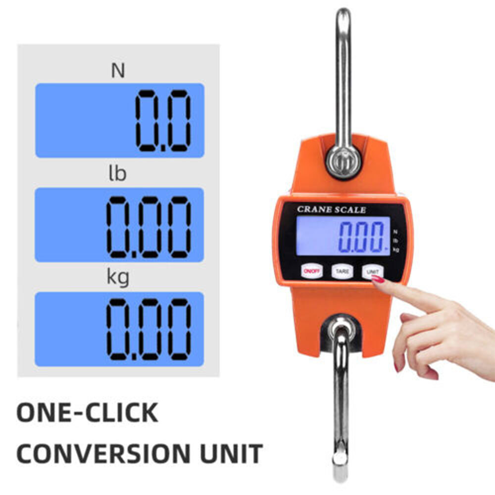 300kg Mini Crane Scale Portable LCD Digital Electronic Hook Hanging Weight