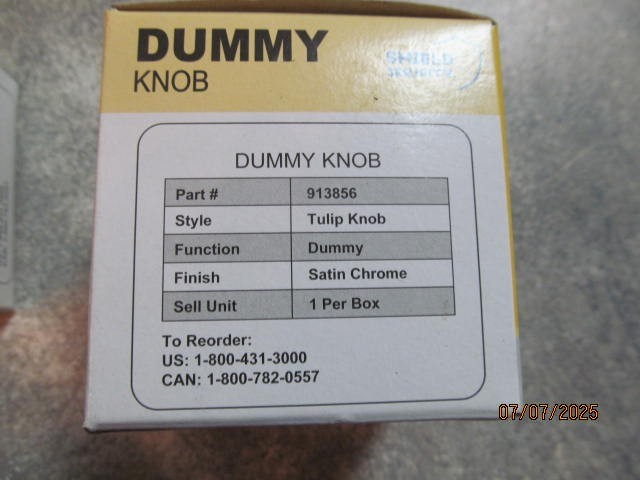 (2) Shield Security Dummy Tulip Knobs Style Satin Chrome Finish Free shipping