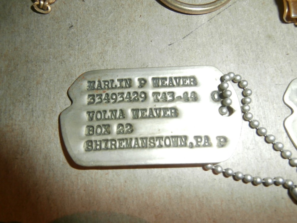 US Army WWII Dog Tags w/ Next of Kin with Bracelet & Keychain Shiremanstown PA