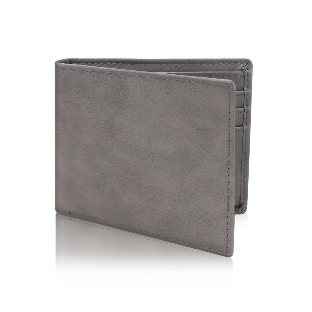 WisePoint Bifold Wallets for Men, RFID Blocking Wallet Leather gray