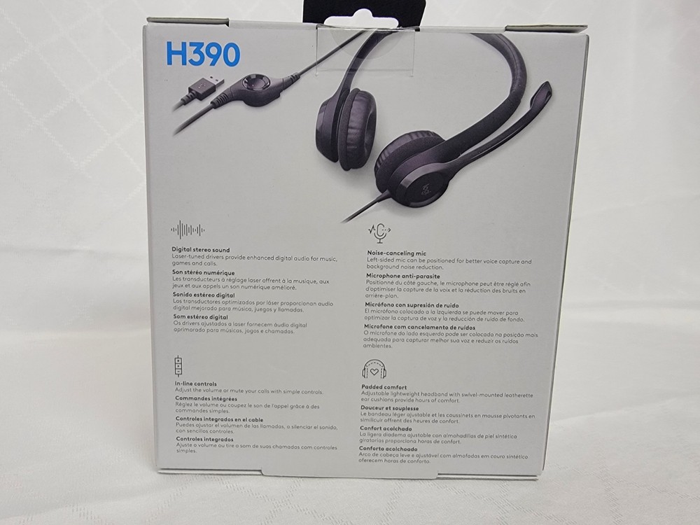 Logitech H390 Black Over the Ear Headset USB Wired - A Computer Headset