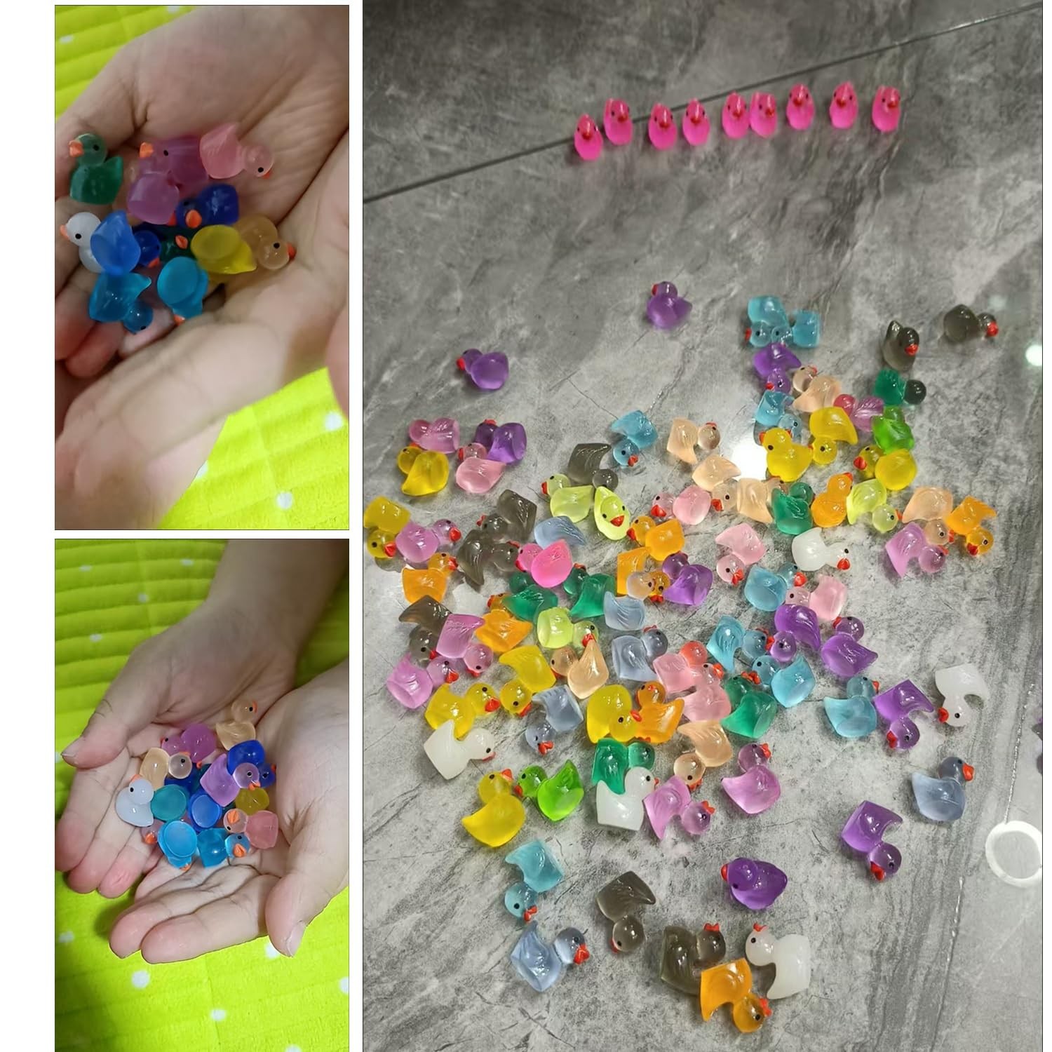 Glow in The Dark Mini Rubber Ducks, 12 Colors, 45 Pieces, Decorative Resin