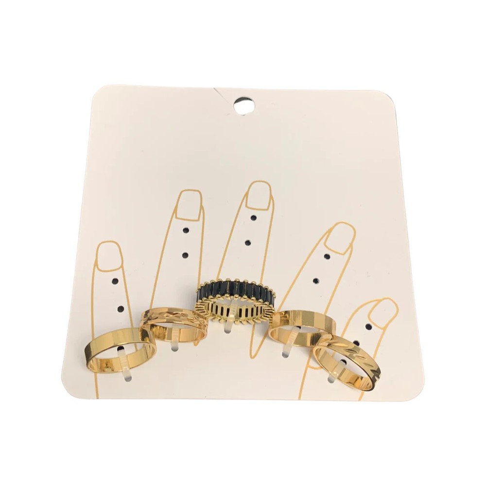 Black 5 Pack Multi Ring Set