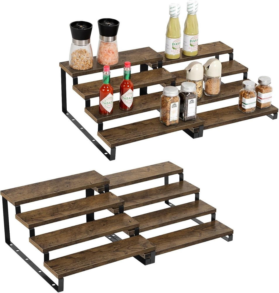 4Pack 4Tier Expandable Spice Rack Organizer Adjustable Step Shelf Storage Holder