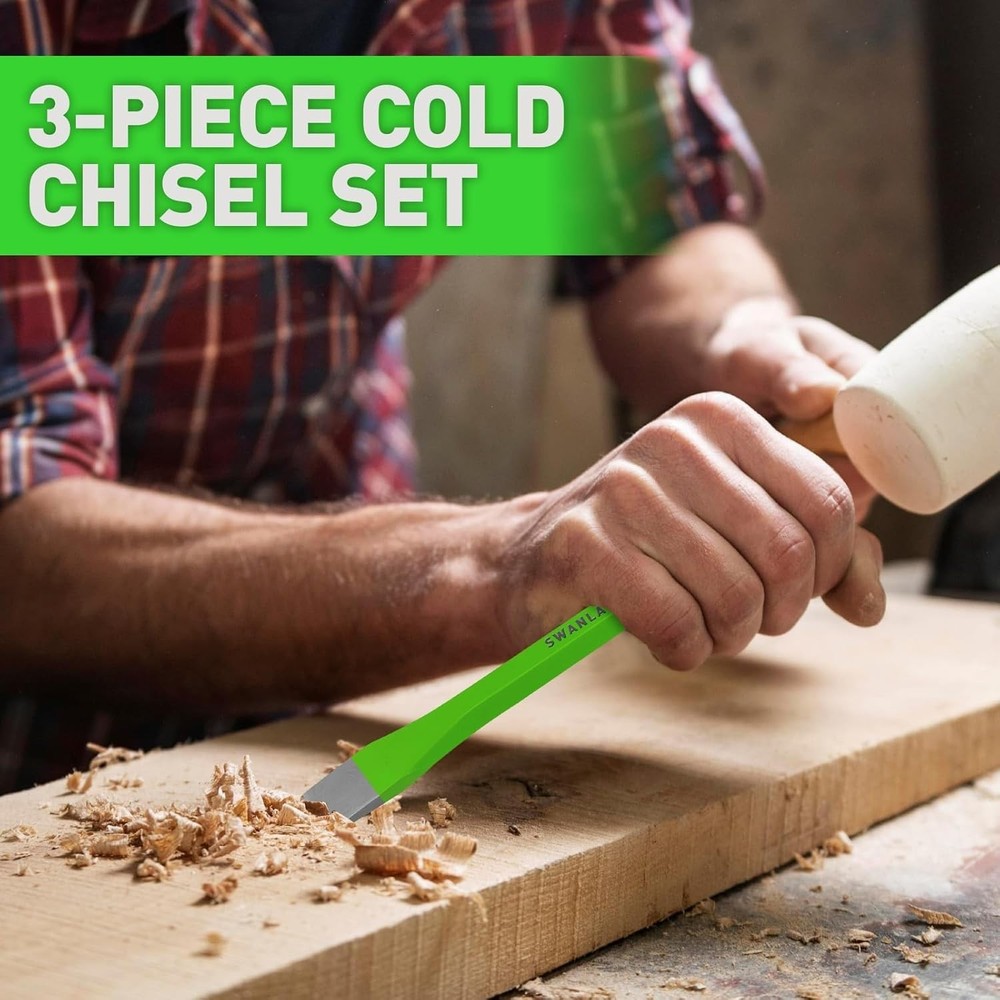 Impact-Ready 3-Piece Chisel Set - Heat-Treated Performance, Sharp Cutting Edge
