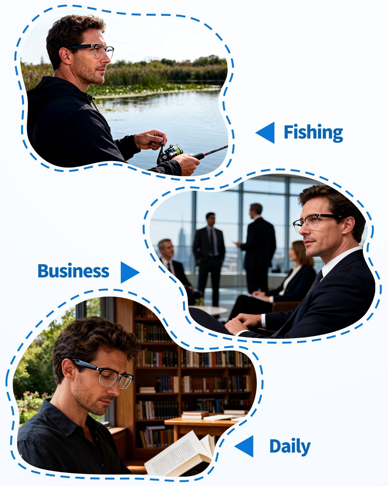 AI Smart Glasses Bluetooth Call Audio Translation for Men and Women Work Glasses