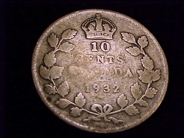 1932 Canada 10 Cent, About Good grade.