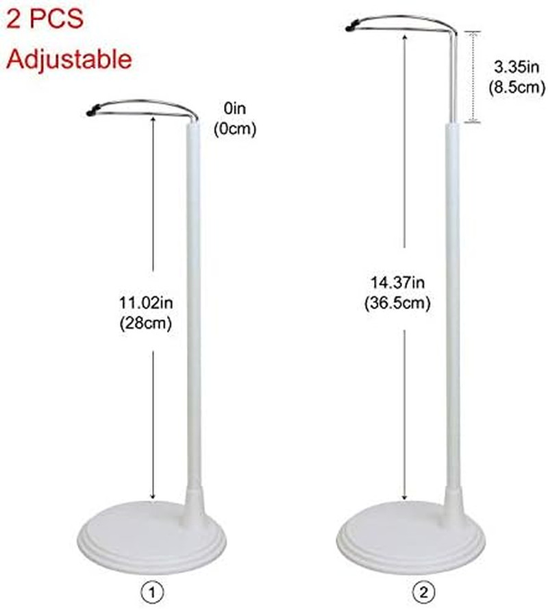 2 Pcs Adjustable Doll Stand Support Base for 14-18 Inch Dolls - White