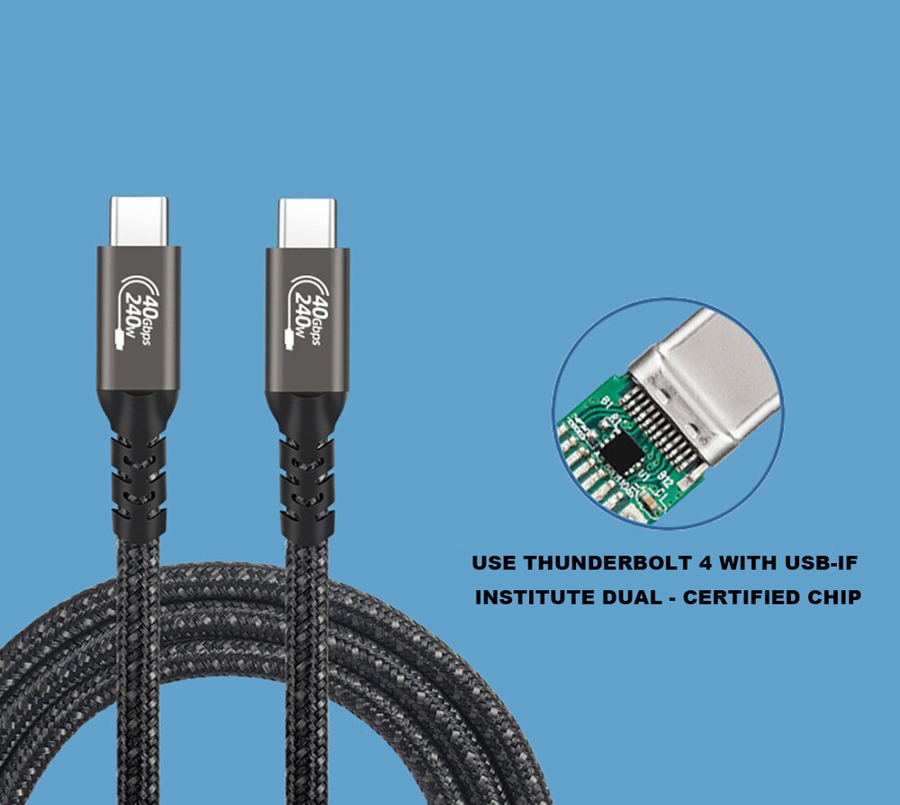 2-Pack USB 4.0 Data Cable 40Gbps Thunderbolt 4/3 8K Display 240W Fast Charging