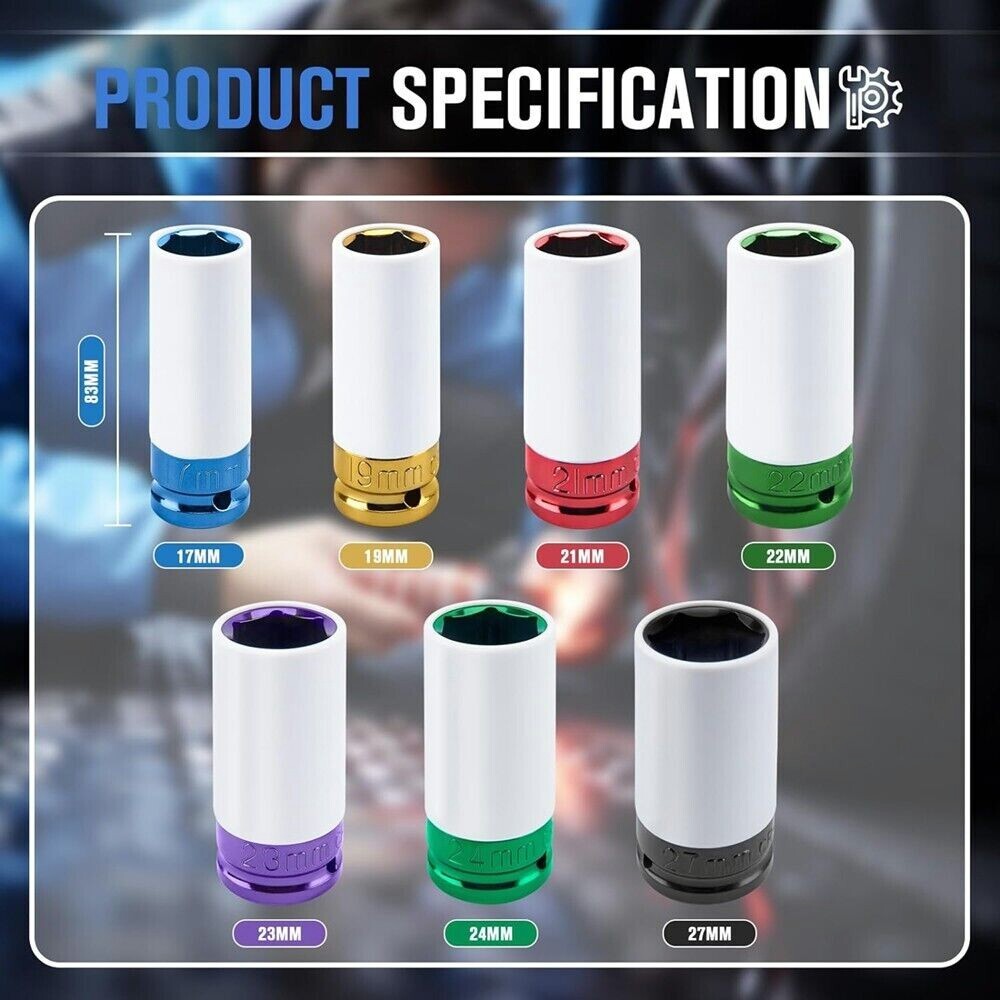 17-27mm 1/2" Drive Wheel Protector Impact Socket Metric Impact Socket Tool Set