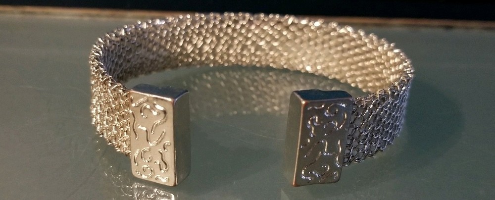 Boho Silvertone Texured Cuff Bracelet