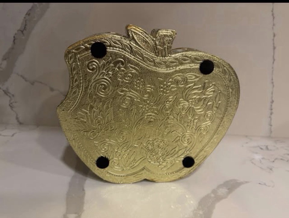 Dry Fruit Serving Storage Box Apple Shape Meenakari Work Gift Item Multipurpose