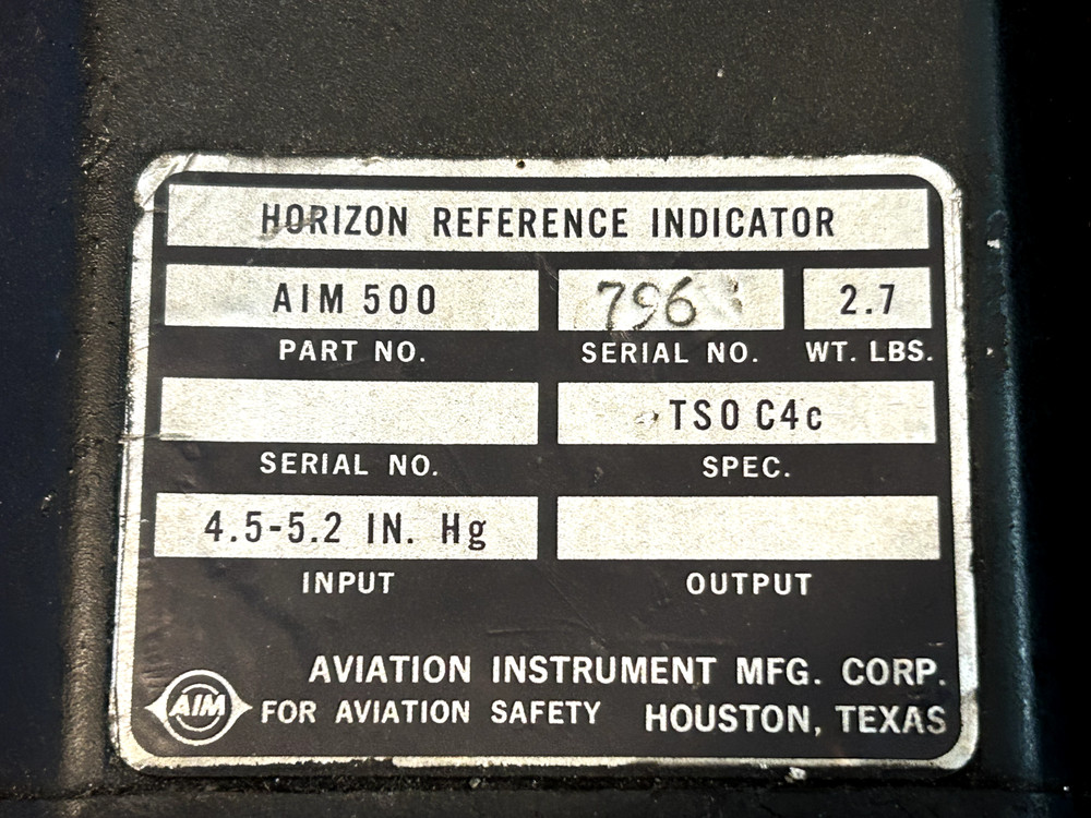 AIM HORIZON REFERENCE INDICATOR P/N AIM 500
