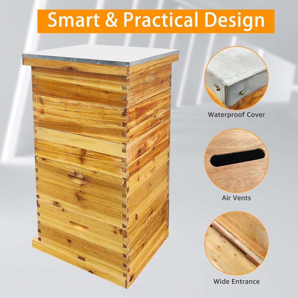 5-layer beehive, including 2 deep and 3 medium hive bodies, upgraded version