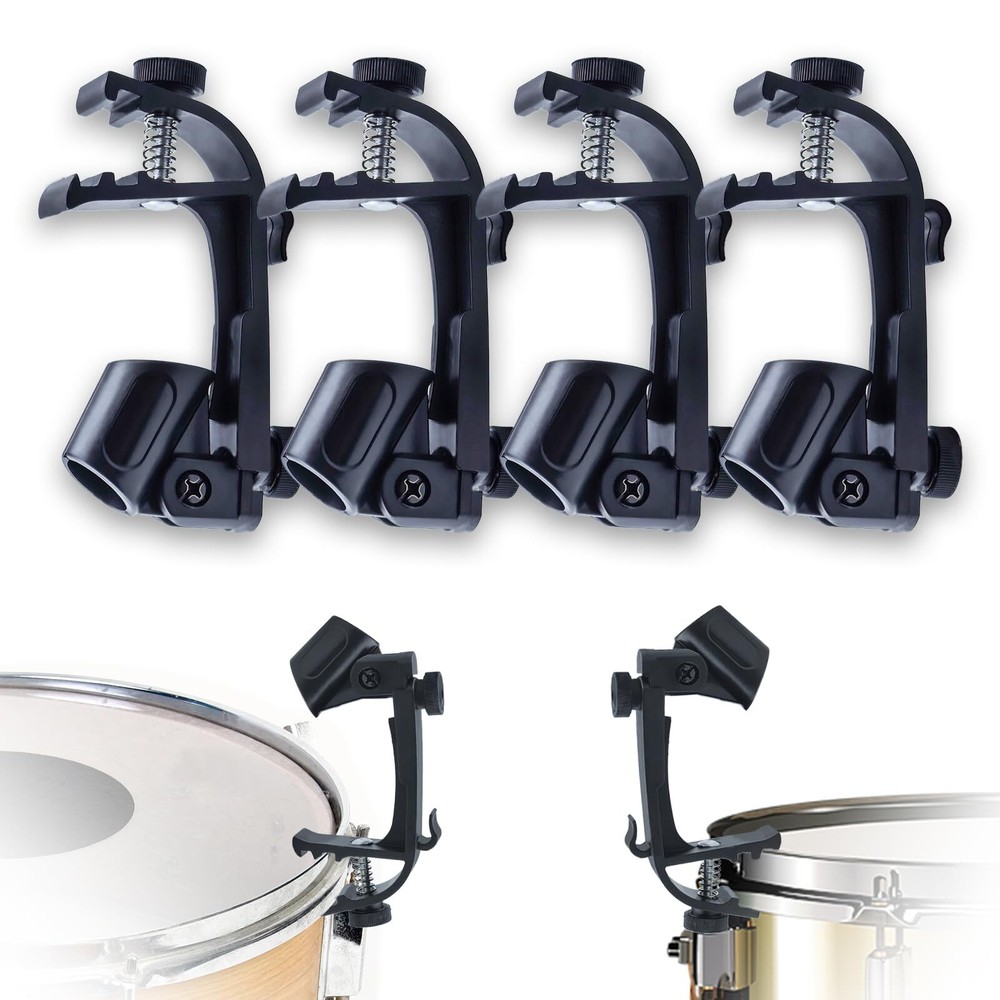 4 Pcs Drum Microphone Clip Adjustable Drum Mic Clip with 180 Degrees Rotation...