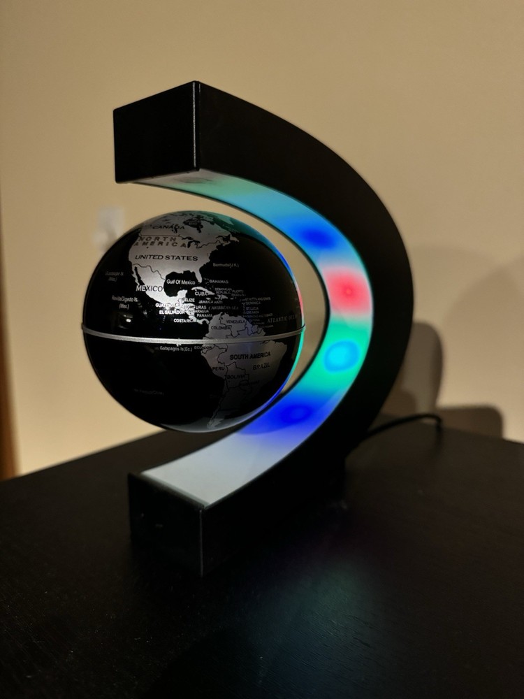 Magnetic Floating Levitation Globe World Map Electronic Antigravity Black/Silver