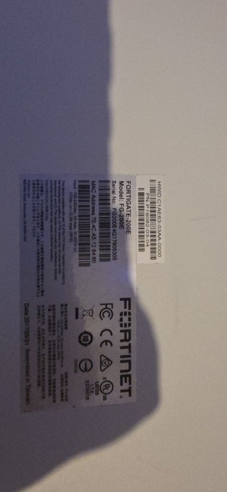 Fortinet FortiGate 200E Firewall & VPN Device Hardware Appliance