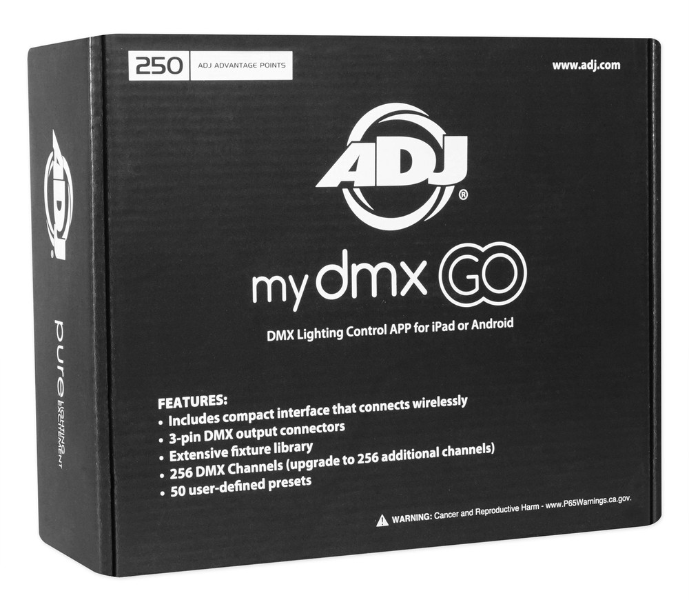 American DJ ADJ MYDMX GO Lighting Control App for iPad/Android Tablets+Backpack