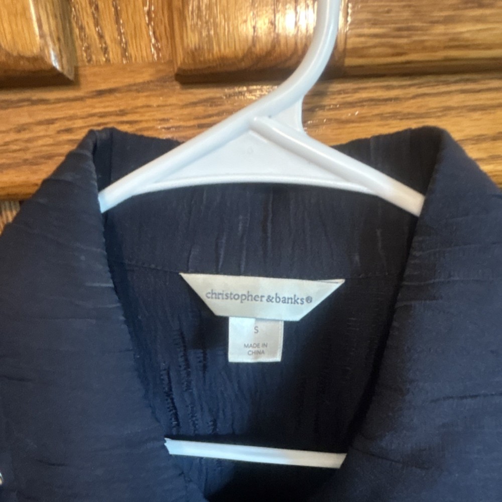 Christopher & Banks Blue Full Zip Jacket Women's S Drawstring Pockets Solid