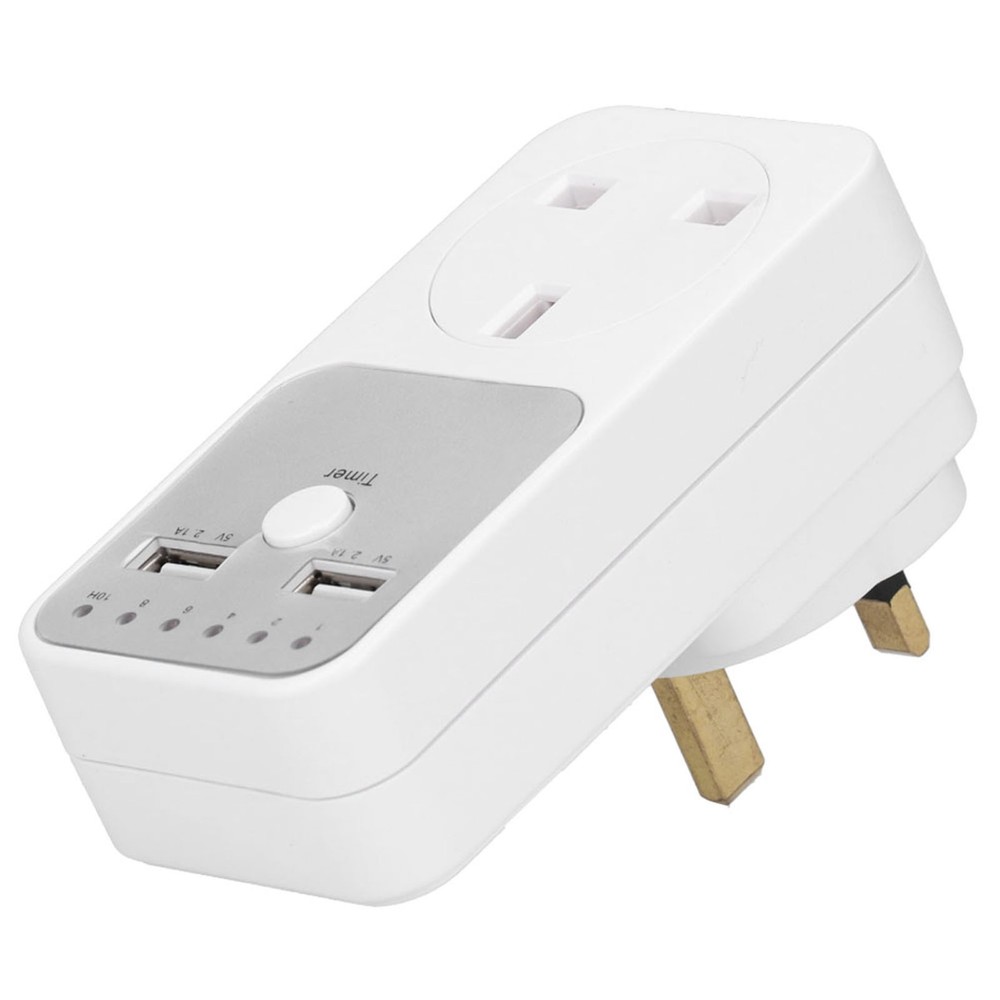 Digital Countdown Timer Socket With USB Ports For Home Appliances Energy Saving