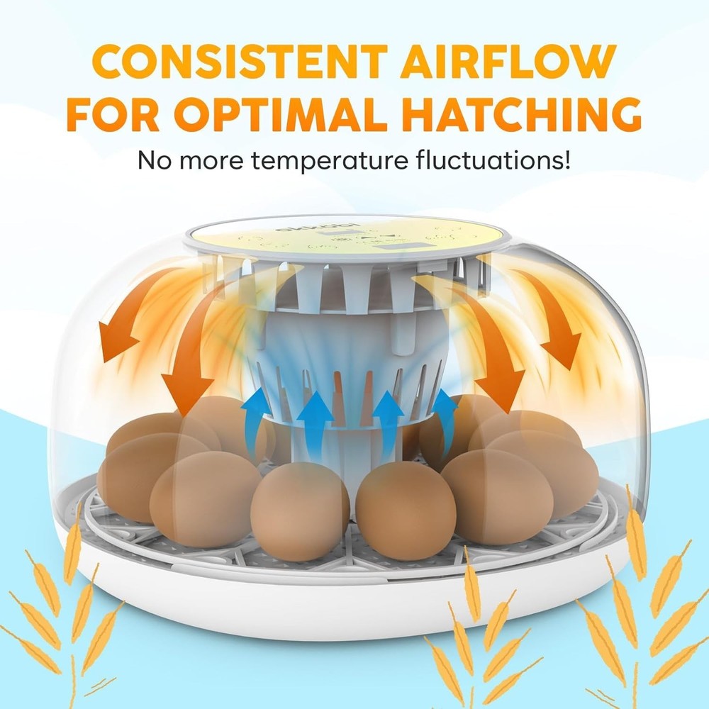 Okkobi M12 Automatic Egg Incubator - Precise Temp & Humidity Control, 12-24 Eggs