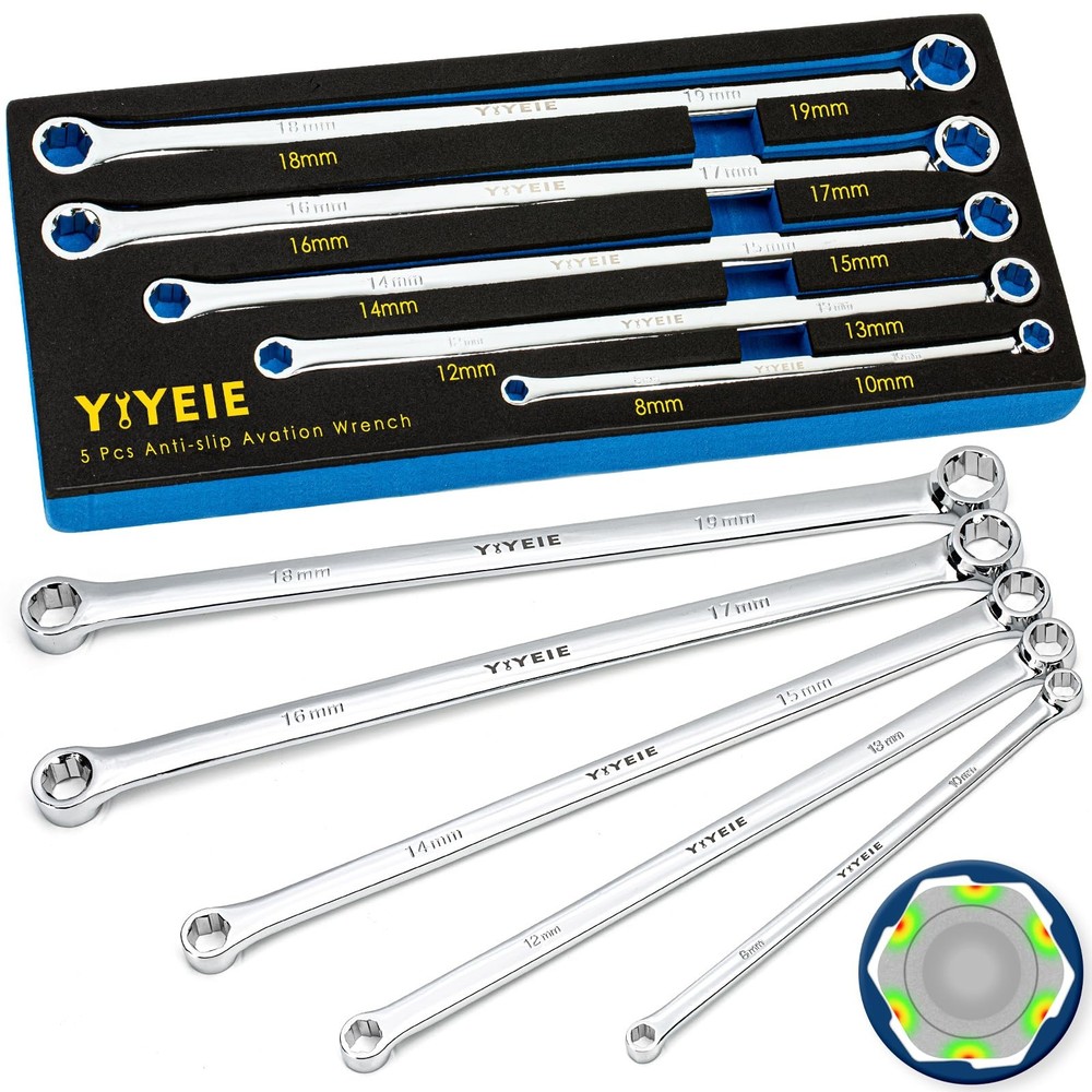 YIYEIE 5-Piece Extra Long Box End Wrench Set, | Extractor