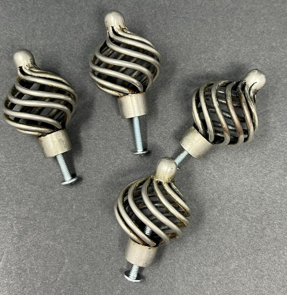 Spiral Metal Cabinet Drawer Pulls Knobs Set of 4 Used