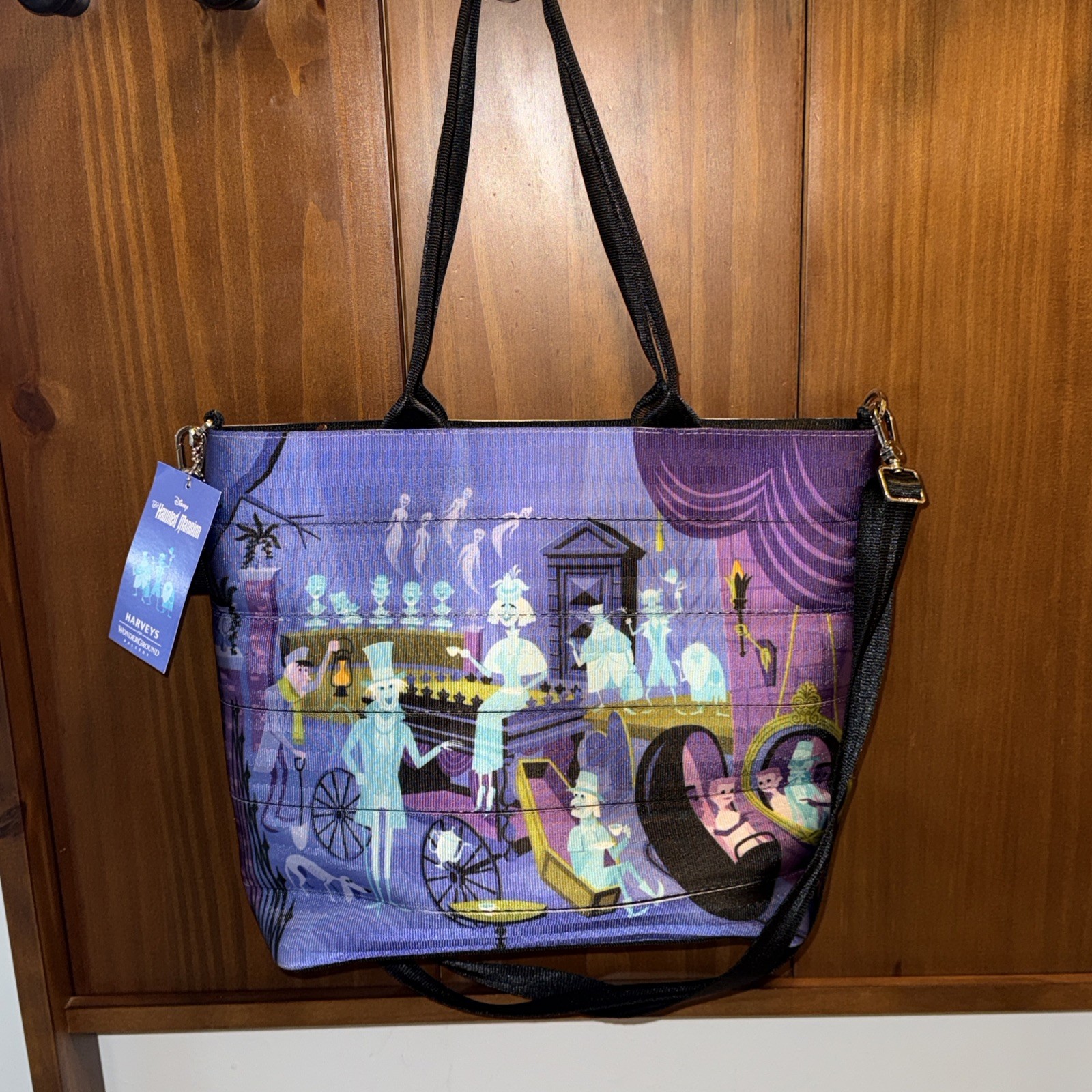 Harveys Seatbelt Disney Haunted Mansion 50th Anniversary Medium Tote Purse