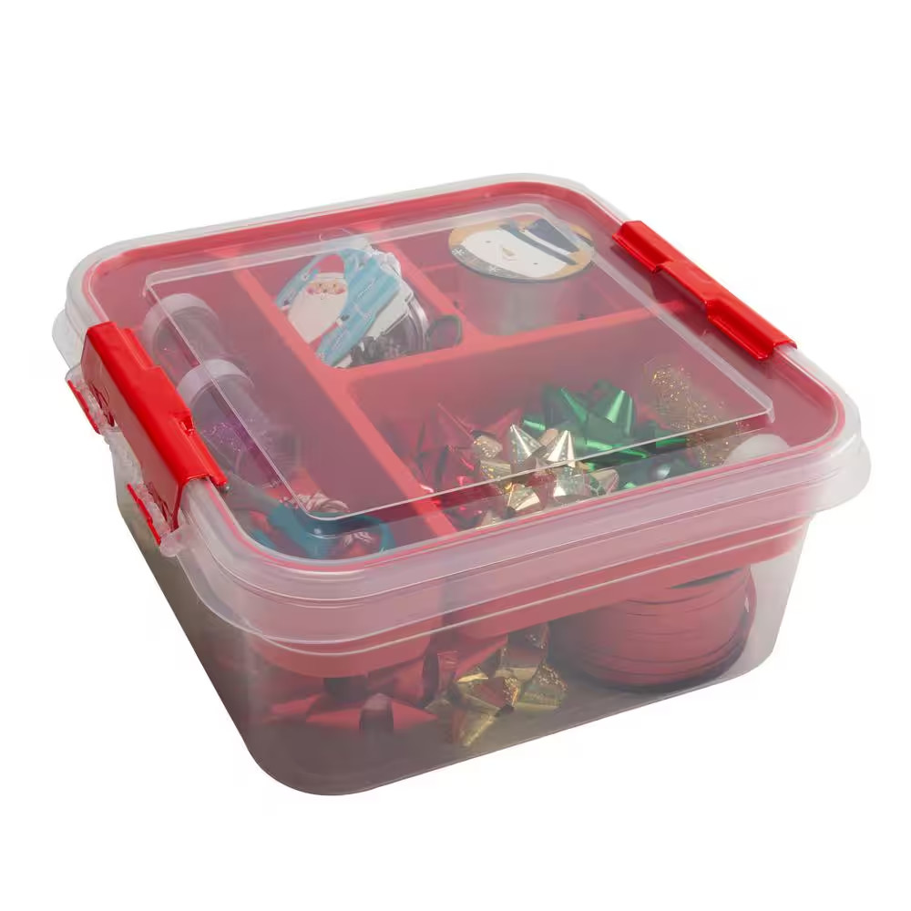 5 Compartment Gift Supply Storage Box in Red