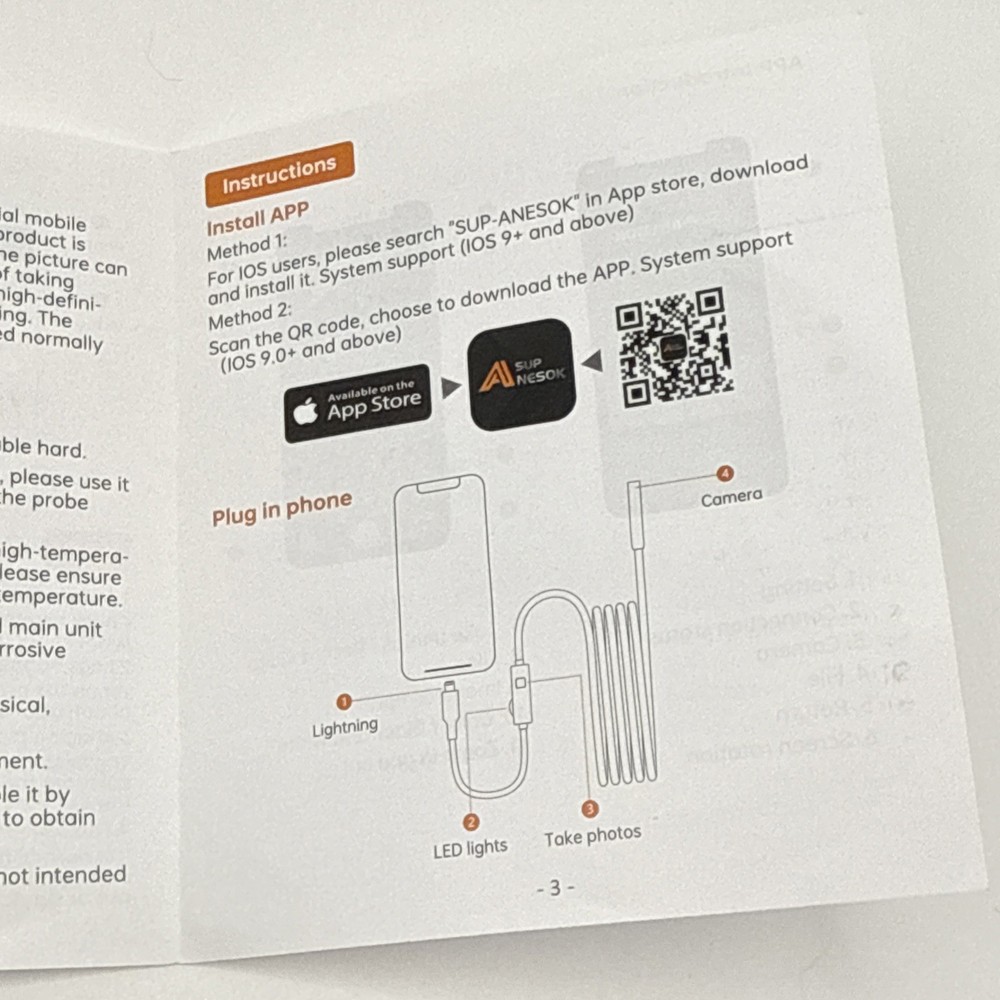 Endoscope Camera, 16.4ft, Waterproof for iOS/Android