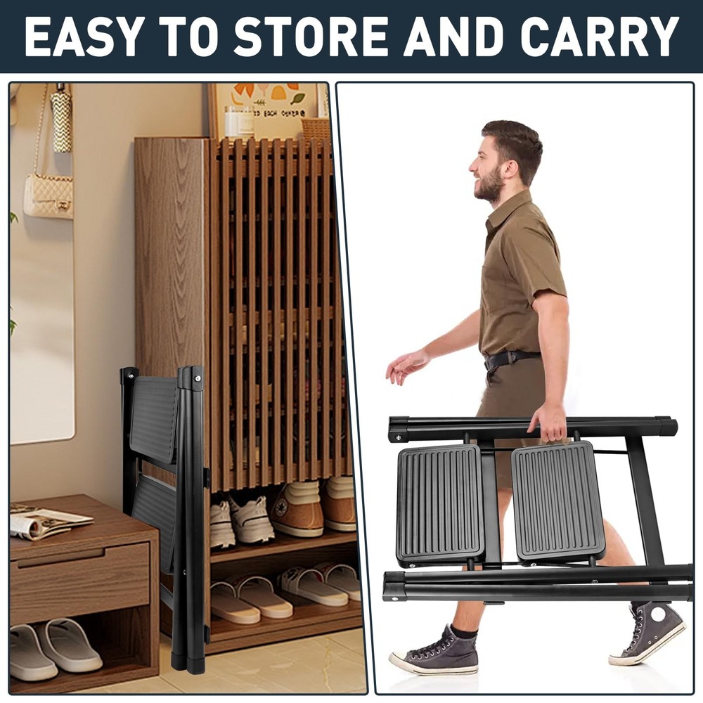 2-Step Ladder, Folding Step Stool for Kitchen/Closet/Garage, Sturdy & Lightwe...