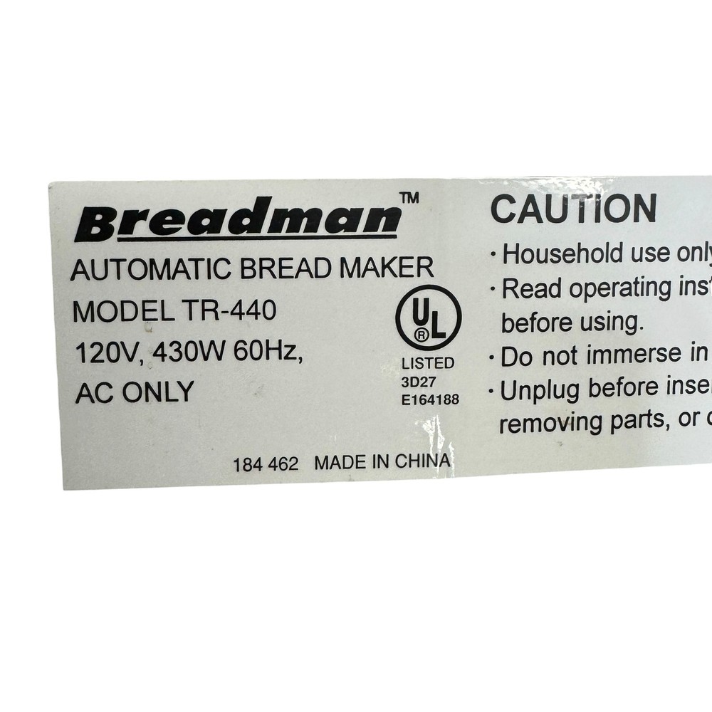 Breadman TR-440 Automatic Bread Maker Pan Bucket Replacement Part
