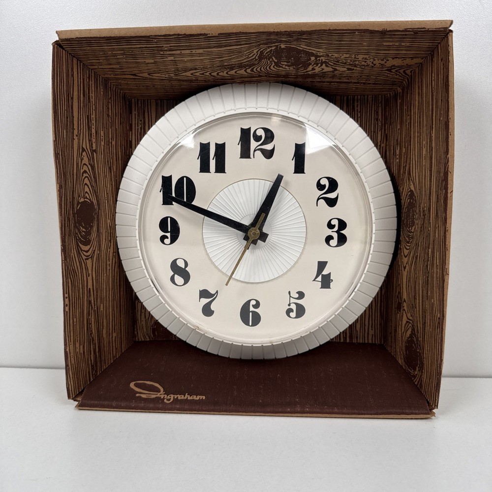 Vtg NOS Mid Century Kitchen Wall Clock Electric Decor