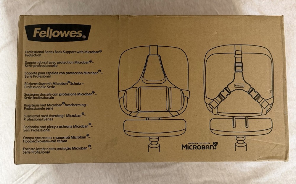 Fellowes Professional Series Back Support w/ Microban NEW Open Box