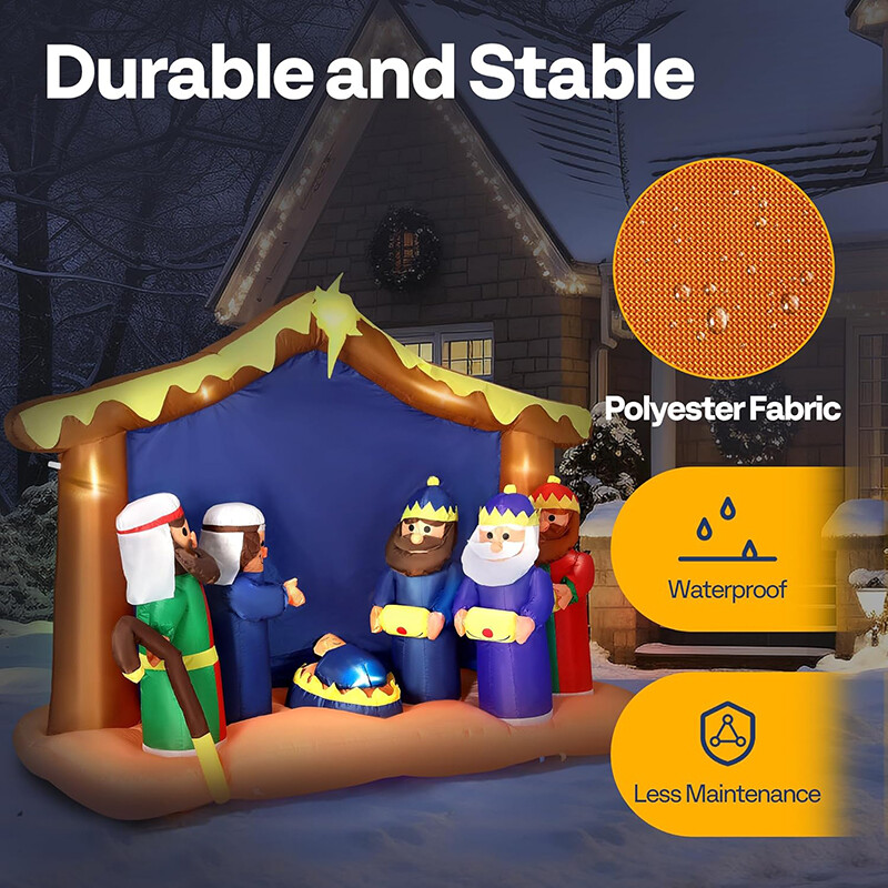 8FT Christmas Inflatable Nativity Scene Outdoor Led Lighted Lawn Yard Decoration