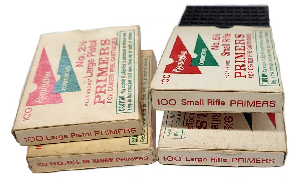 4ea. Vintage Remington Components Kleanbore Primers w/ Insert EMPTY Boxes