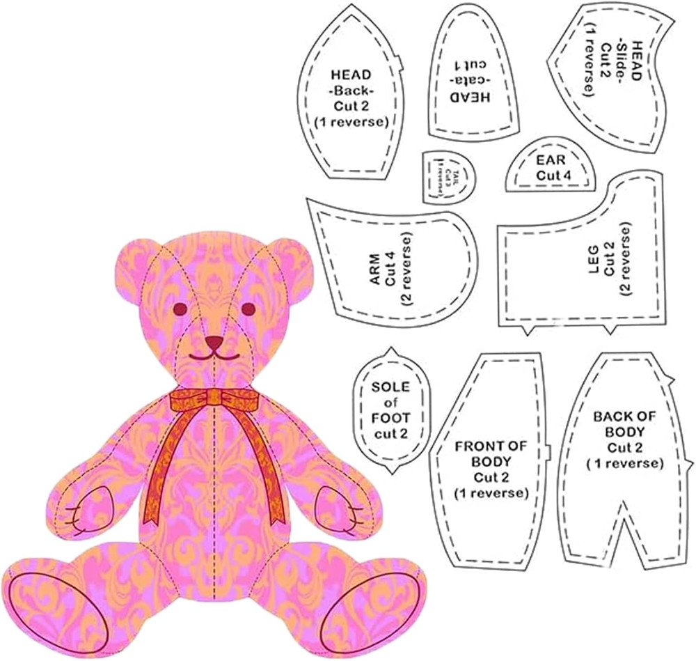 Memory Bear Template Ruler Set with Instructions - Acrylic Quilting Cutting Set