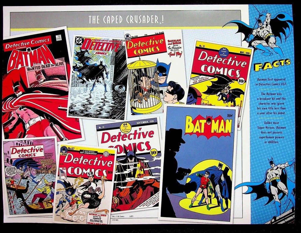 BATMAN PATCH on INFO CARD ~ from Willabee & Ward ~ DC COMICS PATCH COLLECTION