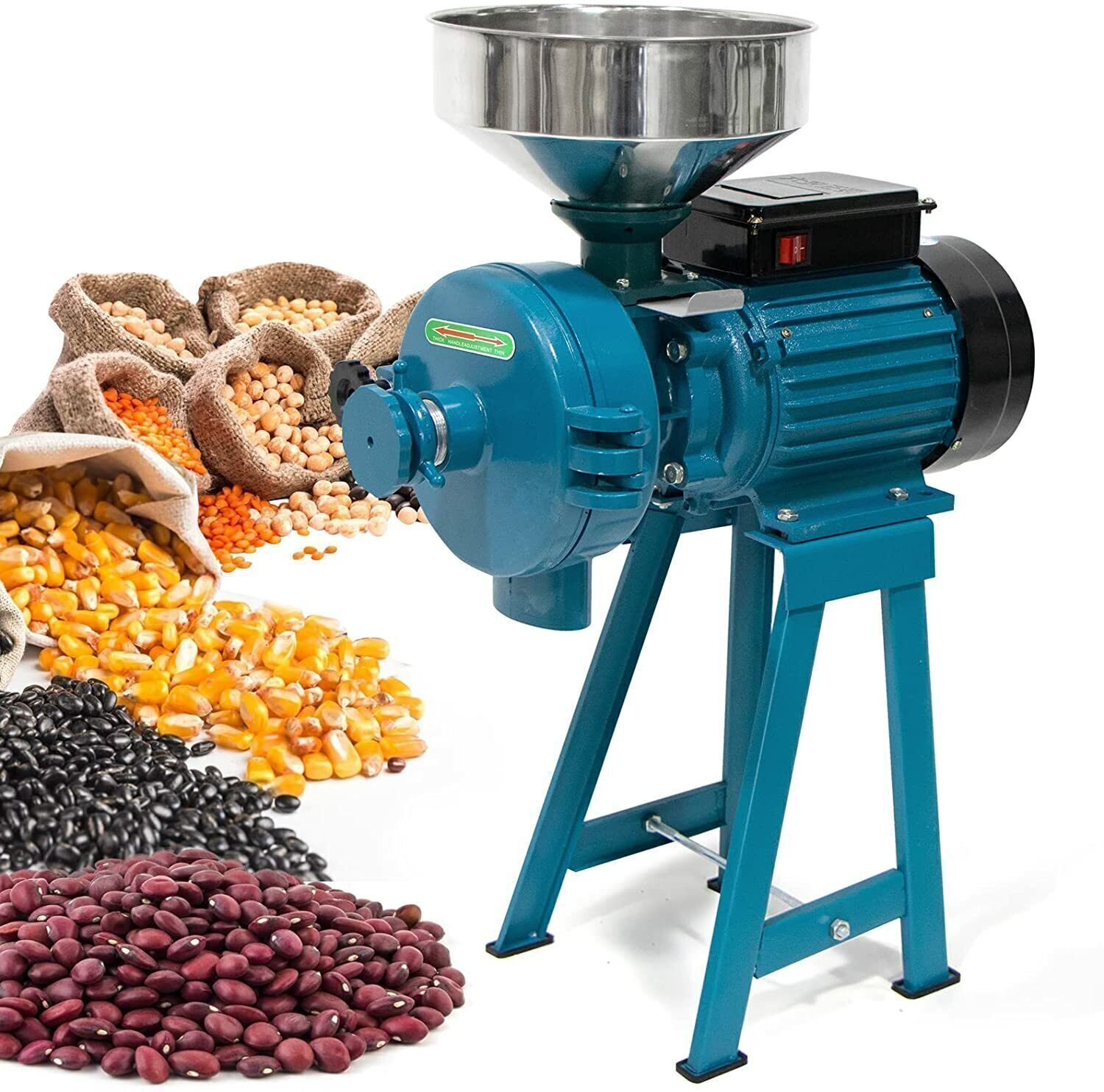 3000W 110V Electric Grinder Mill Grain Corn Wheat Feed Wet&Dry Cereal Machine