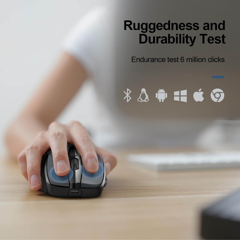 Wireless Mouse BT5.0/3.0 & 2.4G Rechargeable 4800 DPI Silent Mouse 8 Buttons ...